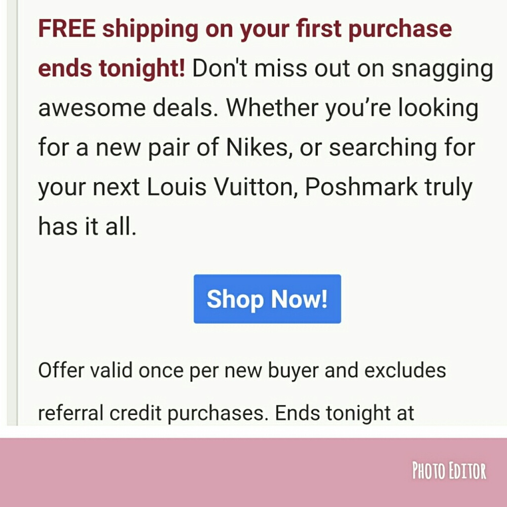 Hey Poshers Free shipping for first-time buyers